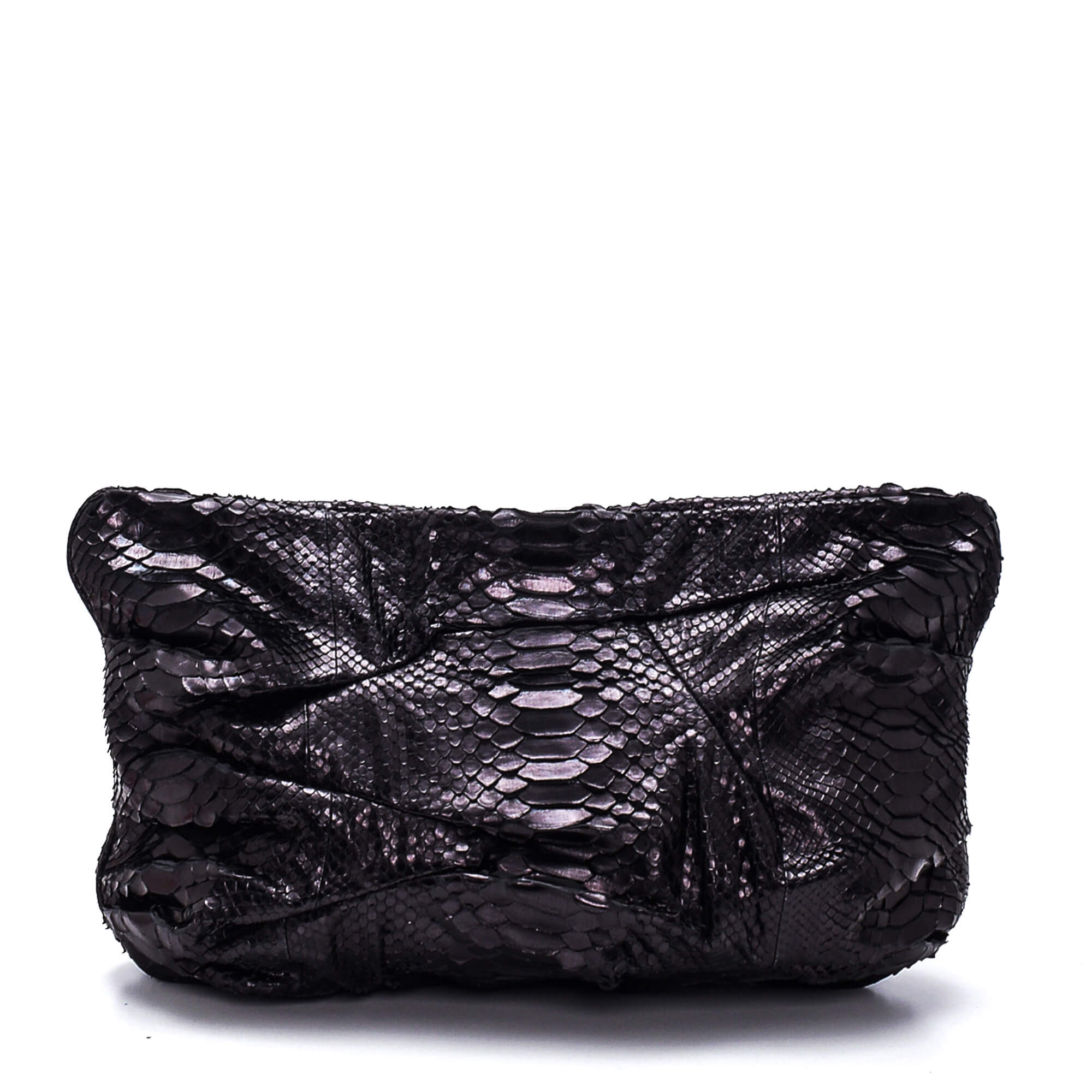 Zagliani - Black Leather Oversized Clutch 